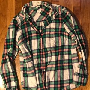 J Crew Plaid “Boy Fit” Button Down Sz M